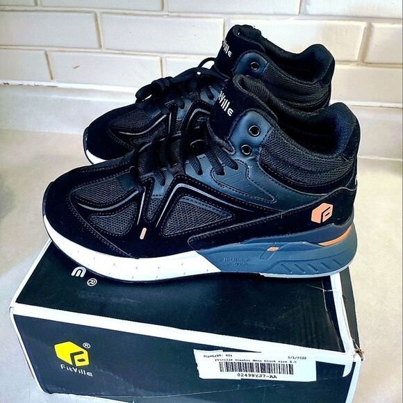 FIT VILLE MENS BLACK, WHITE AND GRAY ATHLETIC SHOES MEN'S S 8.5  WOMEN'S S 10 - Picture 3 of 8